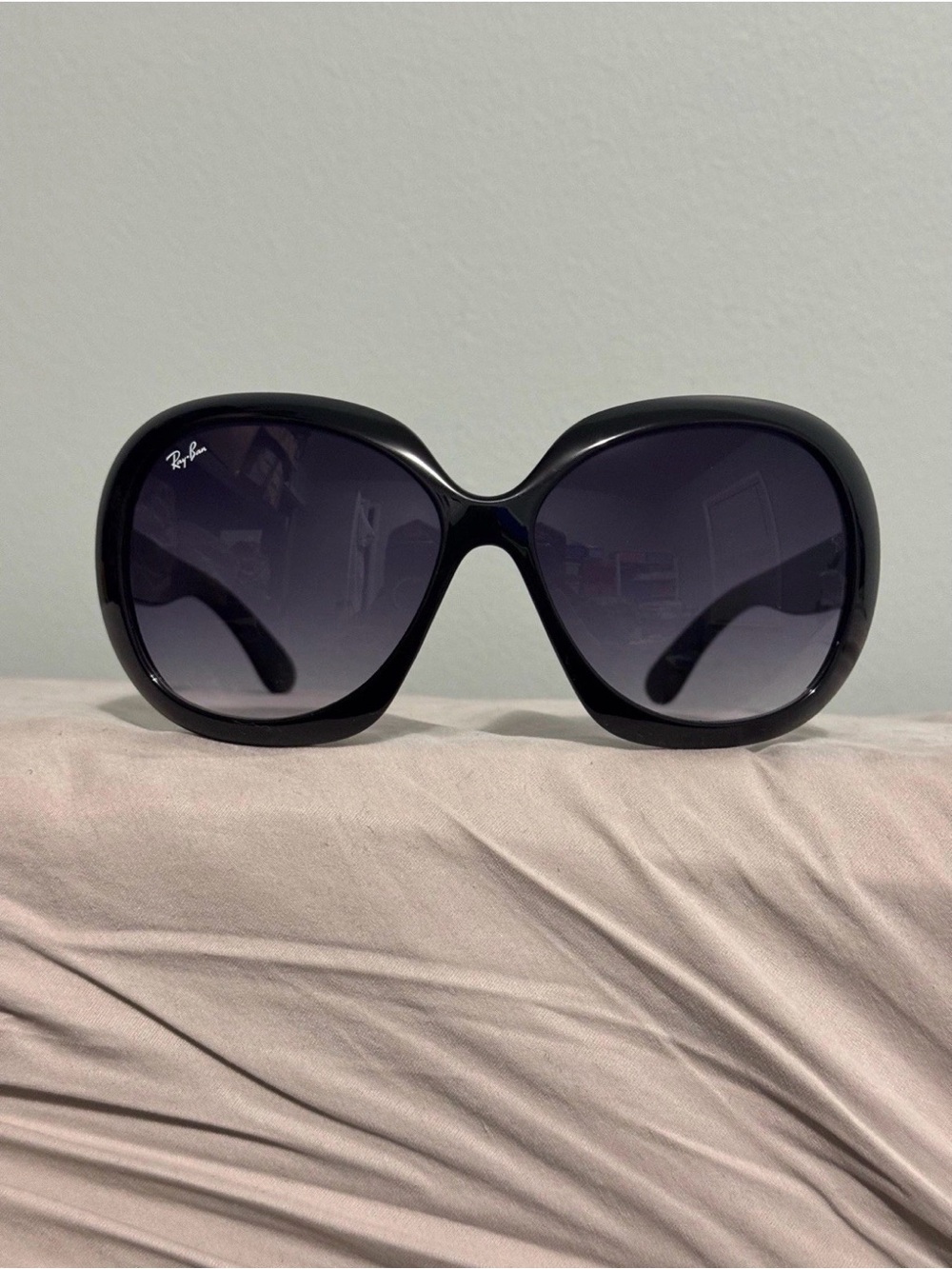Ray-Ban Women's Black Oversized Sunglasses with Gradient Lenses.